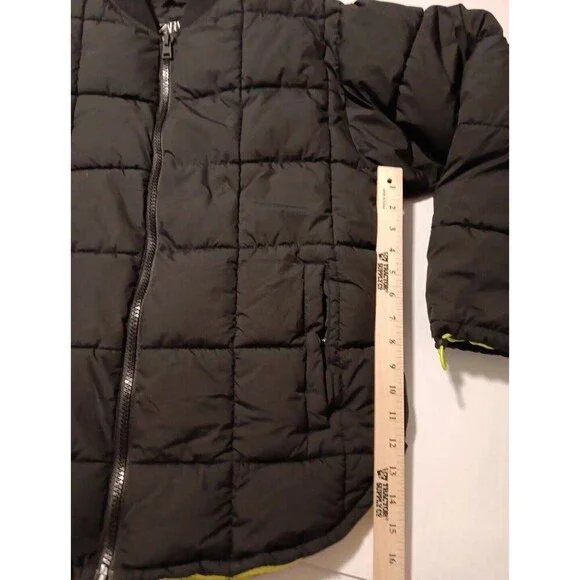 Zara Long Puffer Coat Jacket Black Green Quilted Medium Snow Cold Winter - Picture 12 of 12